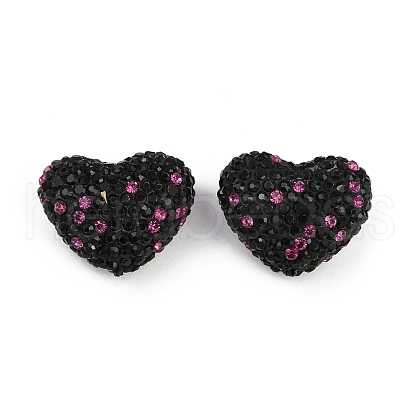 Heart Shaped Polymer Clay Rhinestone Beads CLAY-NH0002-01C-1