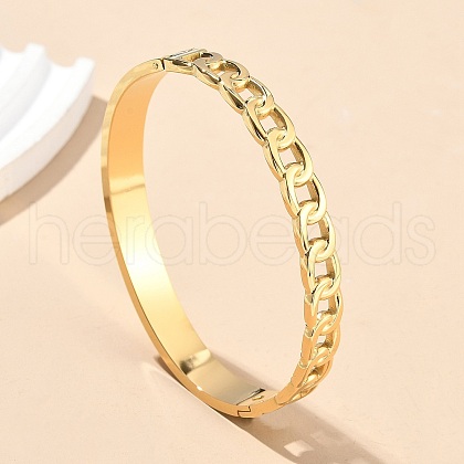 304 Stainless Steel Hinged Bangles for Women AJEW-P127-25G-1