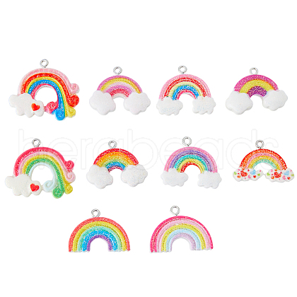 HOBBIESAY 40Pcs 10 Styles Opaque Resin Pendants FIND-HY0001-06-1