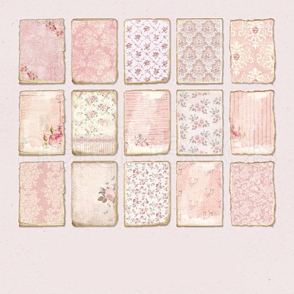 30 Sheets 15 Styles Vintage Flower Scrapbook Paper Pads PW-WG11618-02-1