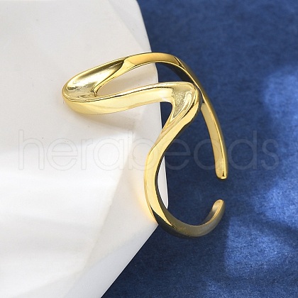 925 Sterling Silver Wave Cuff Rings RJEW-D300-02G-1