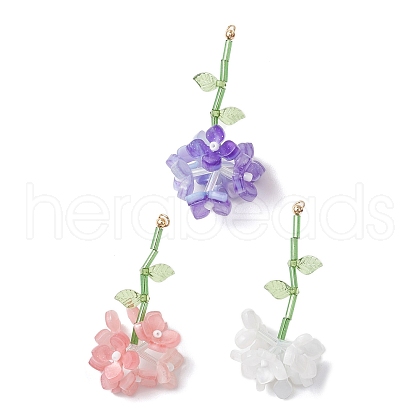 3Pcs 3 Colors Resin Flower Pendants PALLOY-TA00251-1