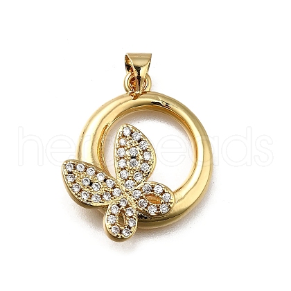 Brass Micro Pave Cubic Zirconia Pendants KK-C090-04A-G-1