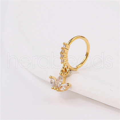 Brass Micro Pave Clear Cubic Zirconia Dangle Hoop Nose Rings FS-WG904D6-04-1