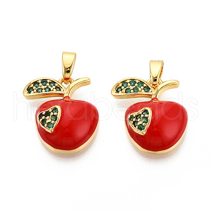 Brass Micro Pave Cubic Zirconia Pendants KK-N257-57G-1