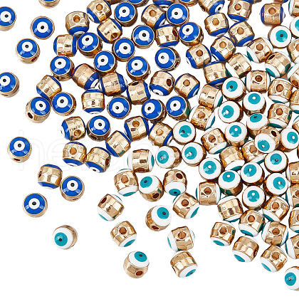 HOBBIESAY 120Pcs 2 Colors Alloy Enamel Beads FIND-HY0002-54-1