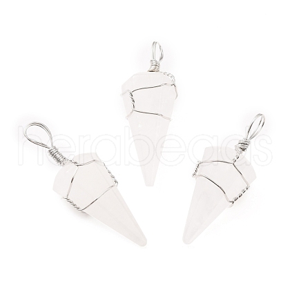 Natural Quartz Crystal Gemstone Pendants G-D458-06P-06-RS-1