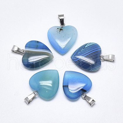 Natural Banded Agate/Striped Agate Pendants X-G-T122-24G-1