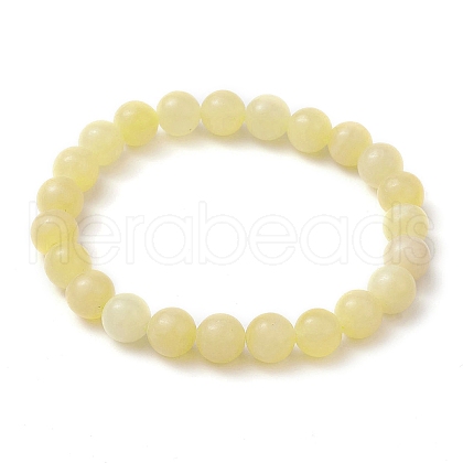 8.5mm Round Natural Topaz Jade Beaded Stretch Bracelets for Women Men BJEW-JB10512-1