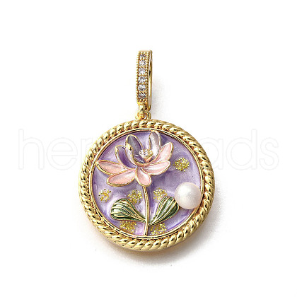 Brass Micro Pave Cubic Zirconia & Enamel Pendants KK-R222-11G-04-1