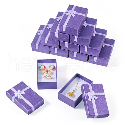 Rectangle Paper Jewelry Storage Gift Boxes with Bowknot CON-TAC0014-09A-1