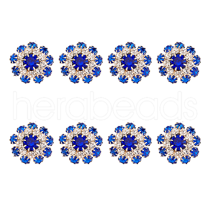 DICOSMETIC 8Pcs 1-Hole Golden Tone Alloy Rhinestone Shank Buttons BUTT-DC0001-08-1