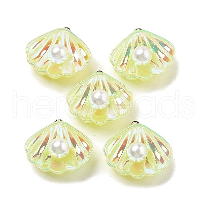 Resin Imitation Pearl Iridescent Pendants RESI-I062-01D-1