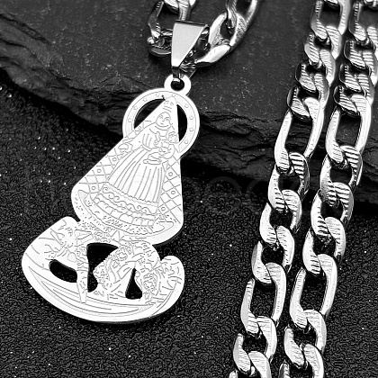 Virgin 304 Stainless Steel Pendant Necklaces for Men Women NJEW-K283-18P-1