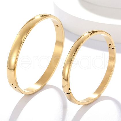 2Pcs 2 Size Stainless Steel Plain Bangles Set for Valentine's Day SJ6679-1-1