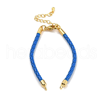 Leather Braided Cord Link Bracelets MAK-K022-01G-14-1