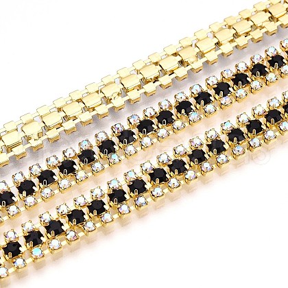 Iron Rhinestone Cup Chains CH-T006-04G-06-1