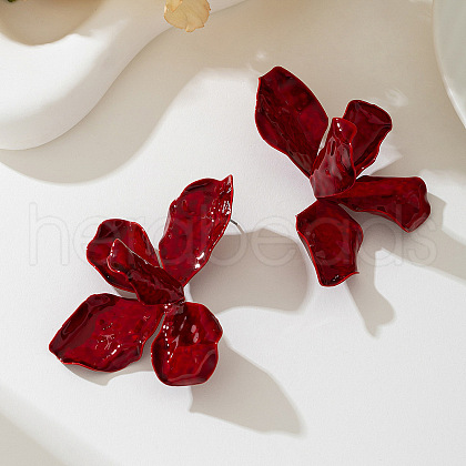 Flower Spray Painted Alloy Stud Earrings FS-WG7186F-01-1
