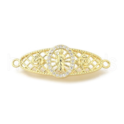 Brass Pave Cubic Zirconia Religion Connector Charms KK-Q066-16A-G-1