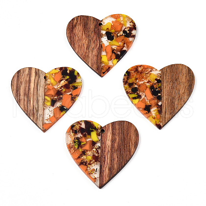 Transparent Resin & Walnut Wood Pendants RESI-TAC0017-73-A03-1