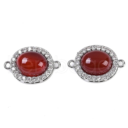 Natural Carnelian(Dyed & Heated) Oval Connector Charms KK-U043-50P-01-1