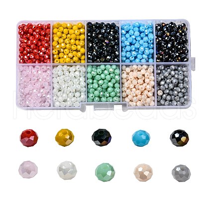 10 Colors Electroplate Glass Beads EGLA-X0006-01E-4mm-1