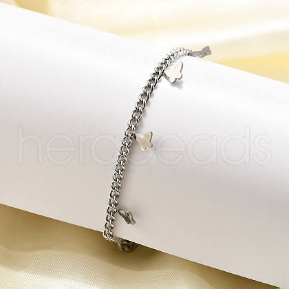 304 Stainless Steel Butterfly Bracelets BJEW-R021-06P-1