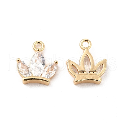 Brass Clear Cubic Zirconia Charms ZIRC-P104-02G-1