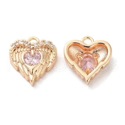 Brass & Glass & Cubic Zirconia Charms KK-G468-54G-01-1