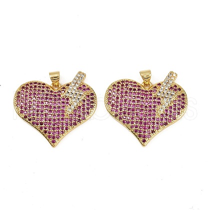 Brass Micro Pave Cubic Zirconia Pendants KK-S526-31G-1