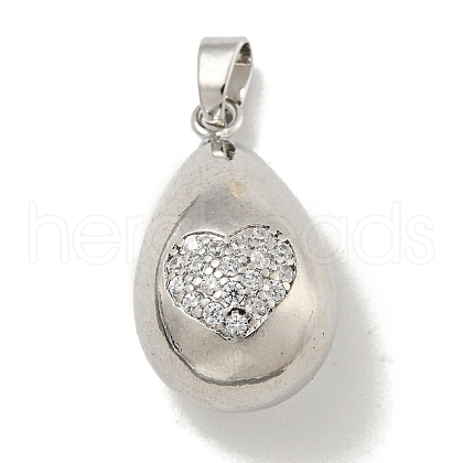 Rack Plating Brass Micro Pave Clear Cubic Zirconia Pendants KK-E114-02P-04-1