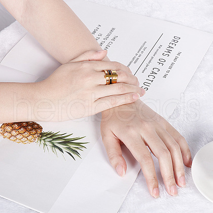 Roman Numerals 304 Stainless Steel & Crystal Rhinestone & Natural Shell Finger Rings FS-WGD9A22-18-1