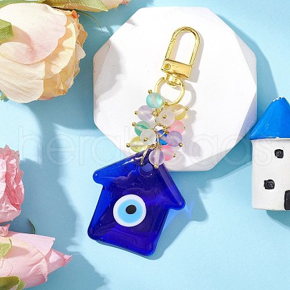 House Handmade Evil Eye Lampwork Pendant Decorations HJEW-JM03083-1
