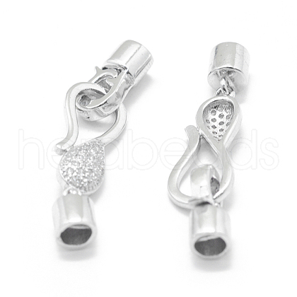 Rhodium Plated 925 Sterling Silver Fold Over Clasps STER-L055-069P-1