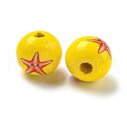 Natural Wood European Beads WOOD-S059-01N-1