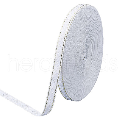 Polyester Rhombus Jacquard Ribbons OCOR-WH0078-128A-1