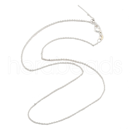 Adjustable Slider Brass Cable Chain Necklaces for Men Women NJEW-G160-13S-1-1