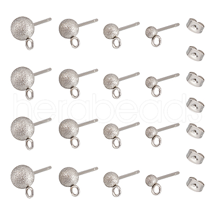 Unicraftale 40Pcs 4 Size 304 Stainless Steel Stud Earring Findings STAS-UN0044-43-1