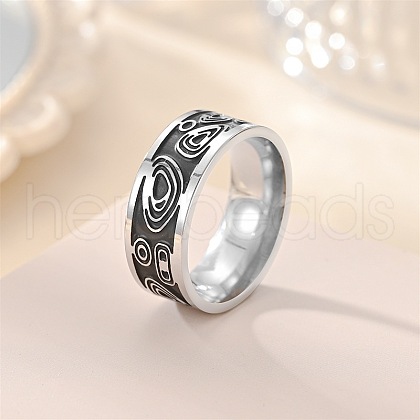 Retro 304 Stainless Steel Enamel Finger Rings for Men FS-WG366A7-13-1