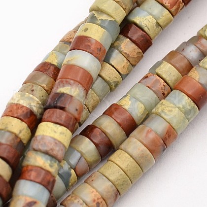 Flat Round/Disc Synthetic Aqua Terra Jasper Beads Strands G-N0160-02-3x4-1