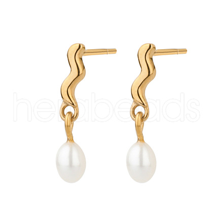 Stainless Steel with Pearl Stud Earrings for Women OJ6889-1-1