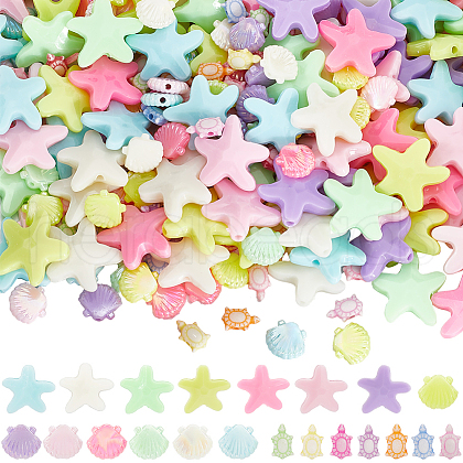 SUNNYCLUE 300Pcs 3 Styles Opaque Acrylic Beads FIND-SC0012-59B-1