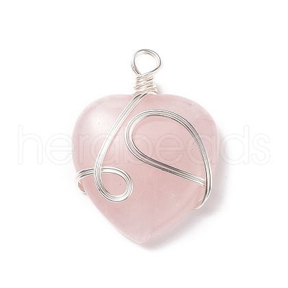 Natural Rose Quartz Pendants PALLOY-JF01663-08-1