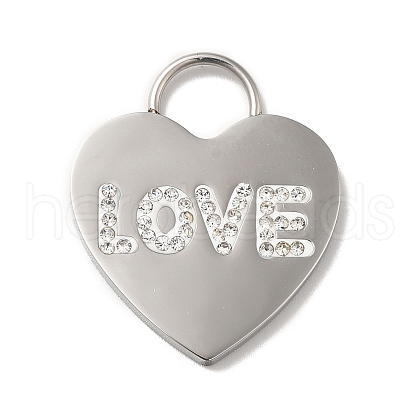 304 Stainless Steel Rhinestone Pendants STAS-M311-06P-1