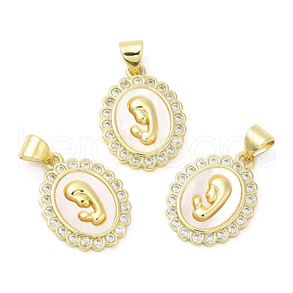 Brass Pave Cubic Zirconia  Pendants KK-Z028-17G-1
