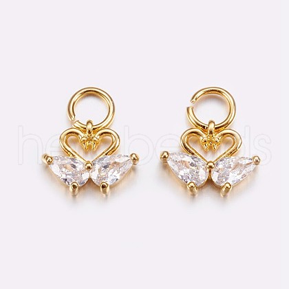 Brass Micro Pave Cubic Zirconia Charms ZIRC-G128-06G-1