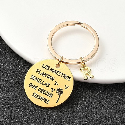 201 Stainless Steel & Brass Letter Keychain KEYC-YW00095-18-1