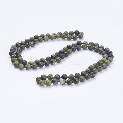Natural Xinyi Jade/Chinese Southern Jade Beaded Necklaces NJEW-P202-36-B07-1