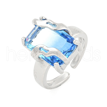 304 Stainless Steel Cubic Zirconia Open Cuff Ring RJEW-S406-05P-04-1