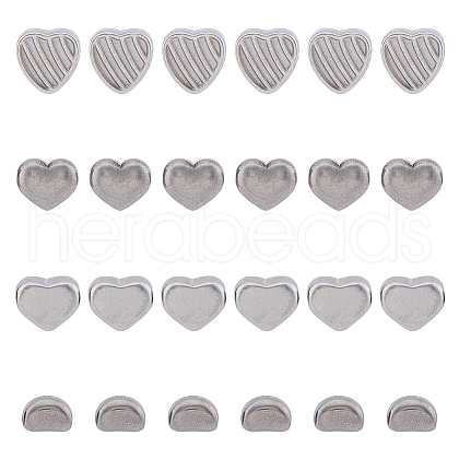 DICOSMETIC 24Pcs 4 Style 304 Stainless Steel Beads STAS-DC0014-50-1